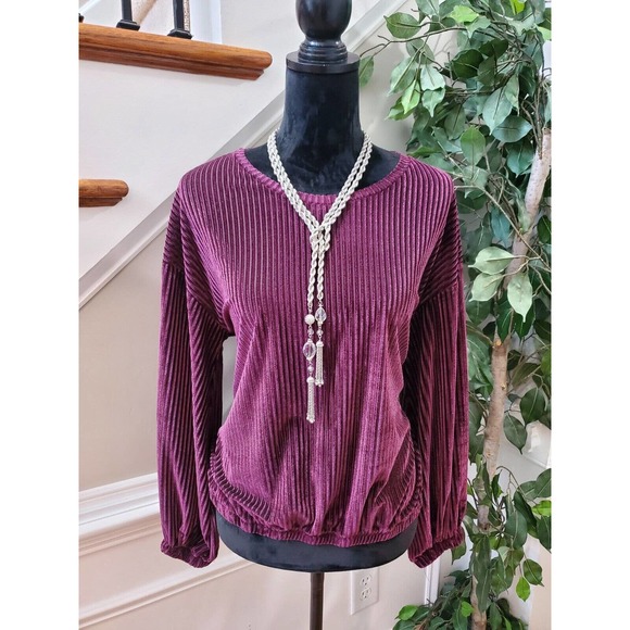 Anthropologie Dantelle Purple Round Neck Long Sleeve Pullover Top Shirt Medium